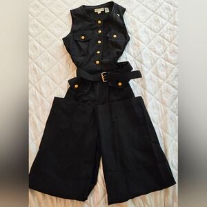 🌟 Womens Black Jumpsuit Vintage with Gold Belt And Buttons   🌟